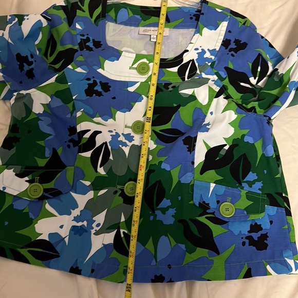 Jones Ny Large Blue Floral Crop Jacket/Blazer - Picture 10 of 12